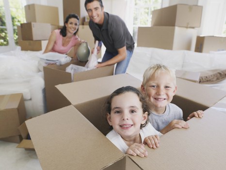 Packed boxes and furniture ready for house removals in Catford