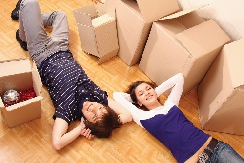 Professional moving service transporting boxes in Catford